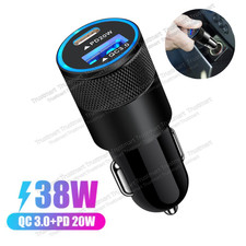 38W Dual USB PD Type-C Car Charger Fast Adapter For iPhone 17 16 15 14 13 11 XR
