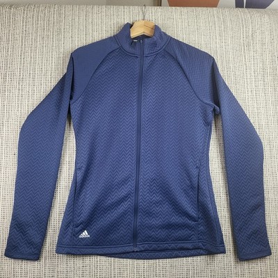 Adidas Jacket Womens Small Full Zip Quilted Chevron Pattern Athletic Running