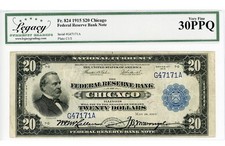 1915 $20 Chicago Federal Reserve Large Size Bank Note Fr.824 LEGACY GRADING VF30