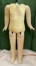 French Straight Wristed Early Composition Doll Body For Bisque Doll 10” Antique
