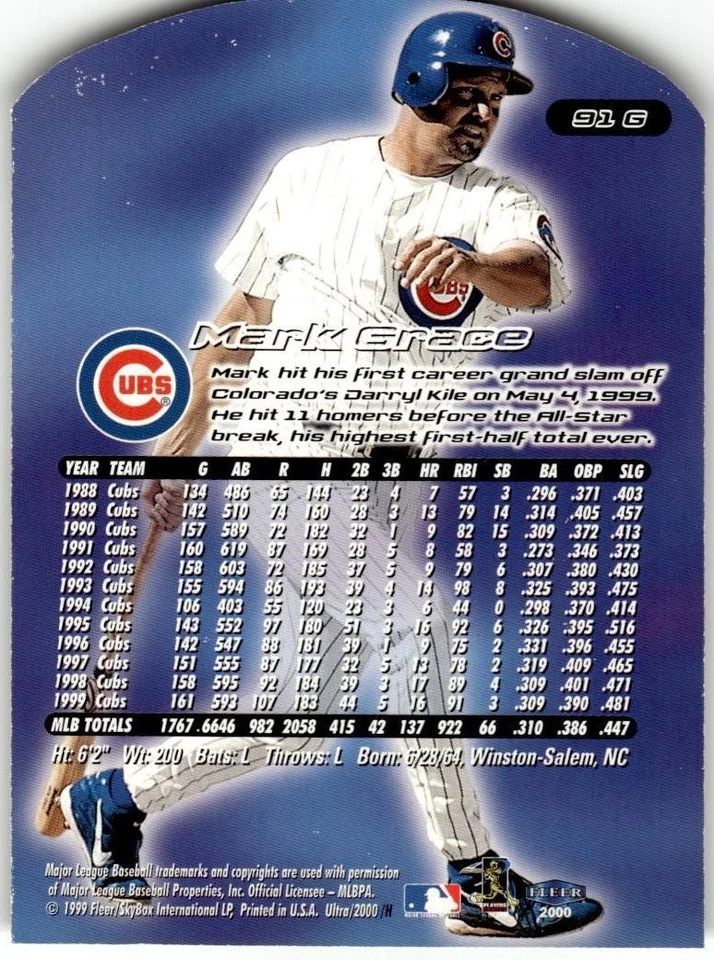 2000 Ultra #91G Mark Grace Gold Medallion - Image 2 of 2