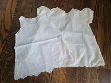 Vintage Infant Slip Dress Lot of 2 Embroidered Scalloped Hem Pemae