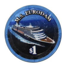 Magnet Holland America M.S. Eurodam $1 Cruise Ship Casino Chip fridge door 3”