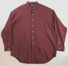 Vintage Ralph Lauren Blake Shirt Men XL Red Black Long Sleeve Cotton Plaid