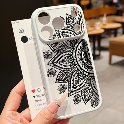 Transparente Retro Blumenstil Handyhülle für iPhone 16 17 Pro Max 15 14 13 Cover