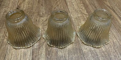 Beaded Ribbed Amber, Glass Lamp Shade Light 2'' Fitter, Scalloped , Tulip Shape.