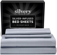 Silver Infused Bed Sheets Set - Ultra-Soft Temperature-Regulating Fabric with...