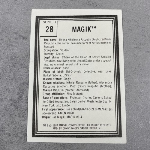 1987 Marvel Universe Series 1 Comic Images New Mutants MAGIK - #28 - Picture 6 of 6