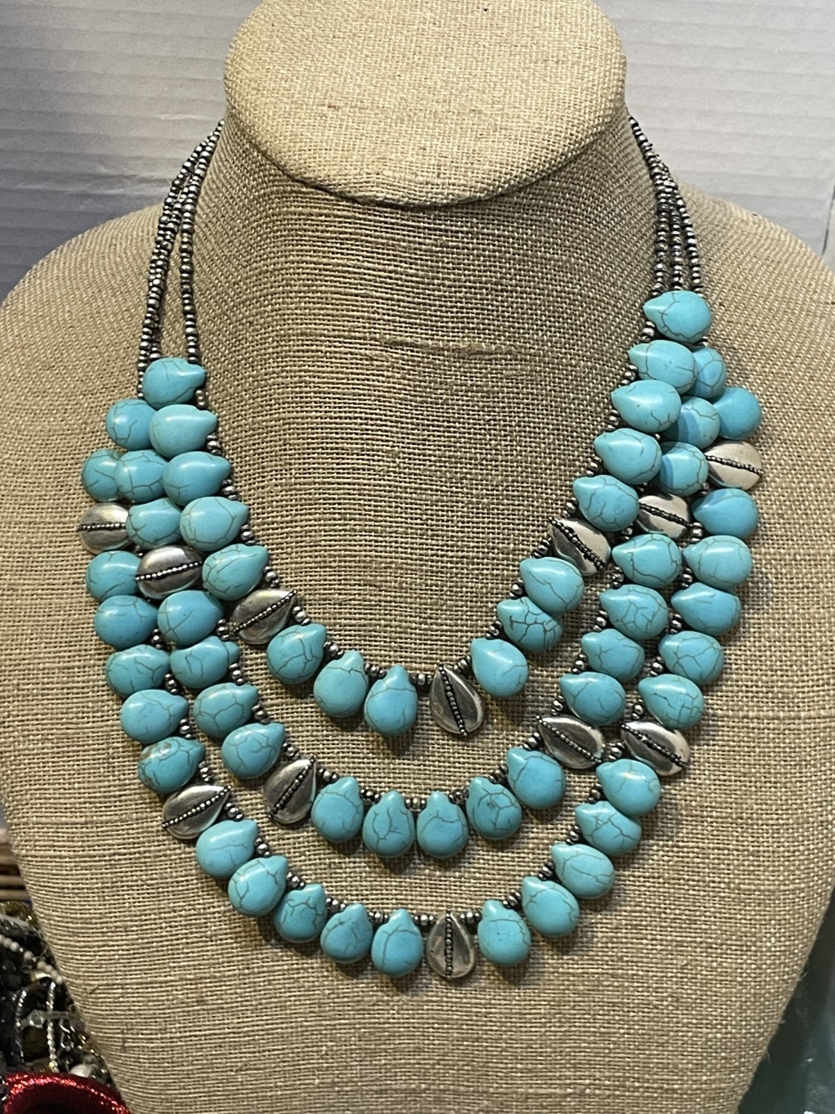 SUPER DRAMATIC CHICO'S BIG BOLD TURQUOISE TEARDRO… - image 1