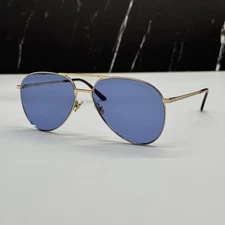 NEW VALENTINO VLS-172C GOLD BLUE AVIATOR SUNGLASSES VALENTINO