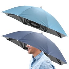 2 Pcs 26" Headband Umbrella Hat Umbrella Cap for Outdoor Sky Blue Misty Blue 
