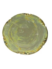 Limoges Hand Painted Porcelain Plate W/ Gold & Colorful Rim Design-J P L FRANCE