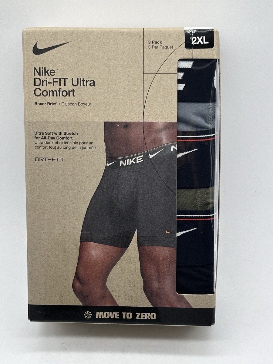 NEW PACK NIKE MENS DRI-FIR ULTRA COMFORT BOXER BRIEF 2XLARGE
