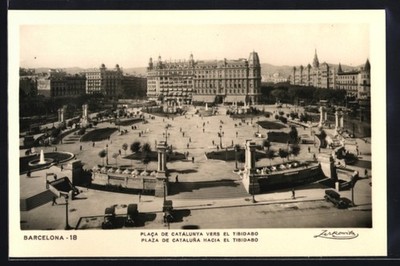 Ansichtskarte Barcelona, Placa de Catalunya vers el Tibidabo 