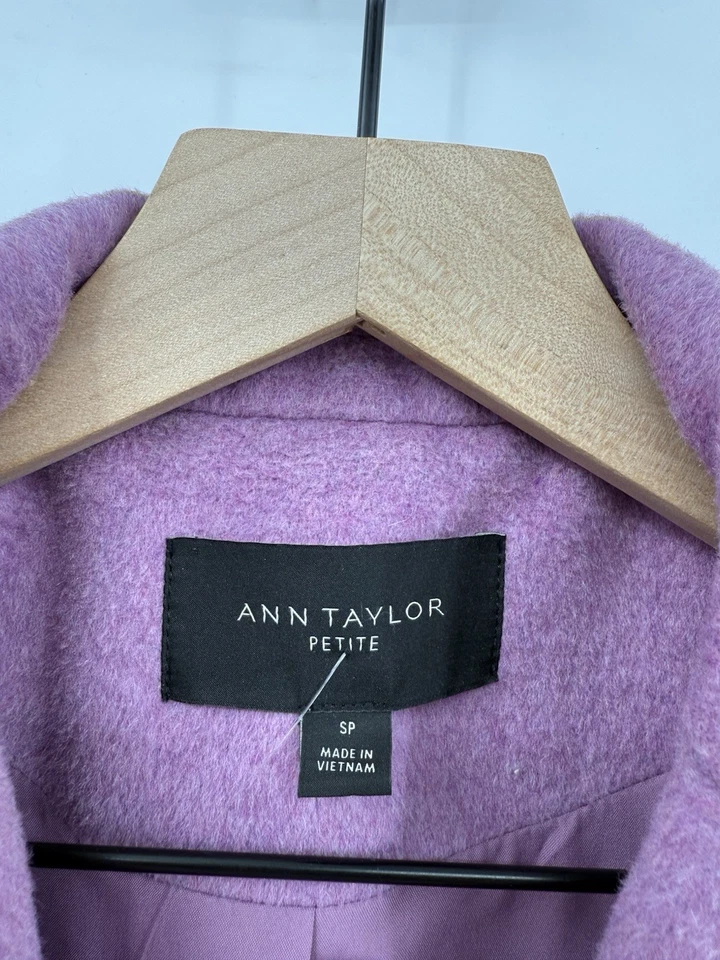 Ann Taylor пальто женщин маленький маленький фиолетовый шерсти смесь длинный теплый толщиной - Изображение 2 из 4
