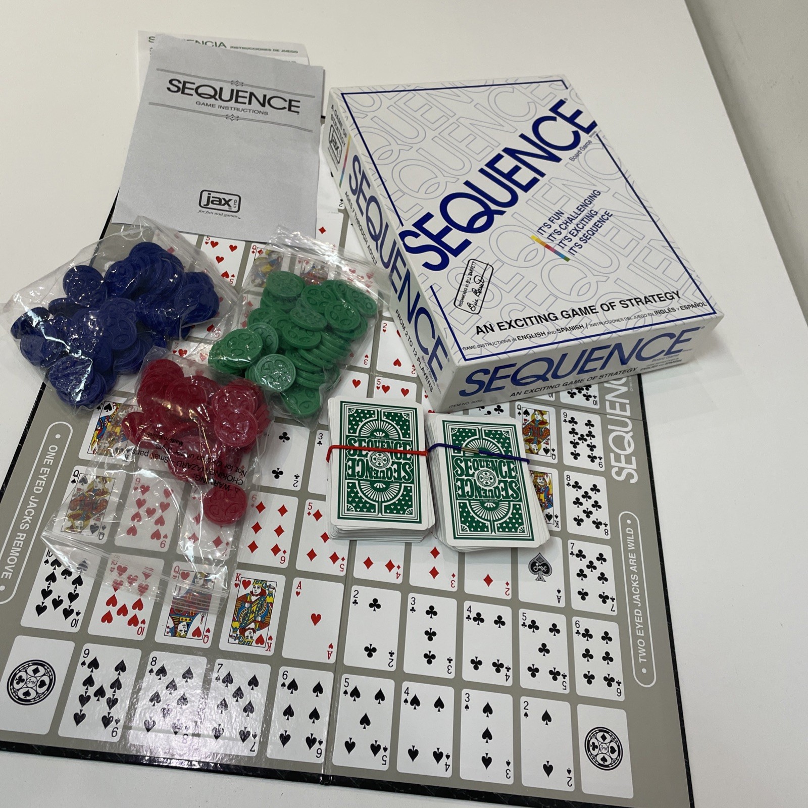 Sequence Strategy Board Card Game COMPLETE Instructions 2003 BOXED Jax