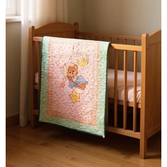 美品✨ ビンテージ Teddy Beddy Bear ベッドカバー キルティング Vintage Teddy Beddy Bear Quilted Baby Blanket Pastel Pink Mint