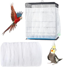 Adjustable Bird Cage Netting - Seed Catcher Guard Net Cover Skirt for Parrot, Pa