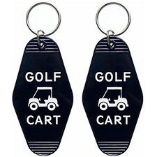 Jgrprlq 2pcs Golf Cart Keychain Plastic Retro Motel Medium, Black