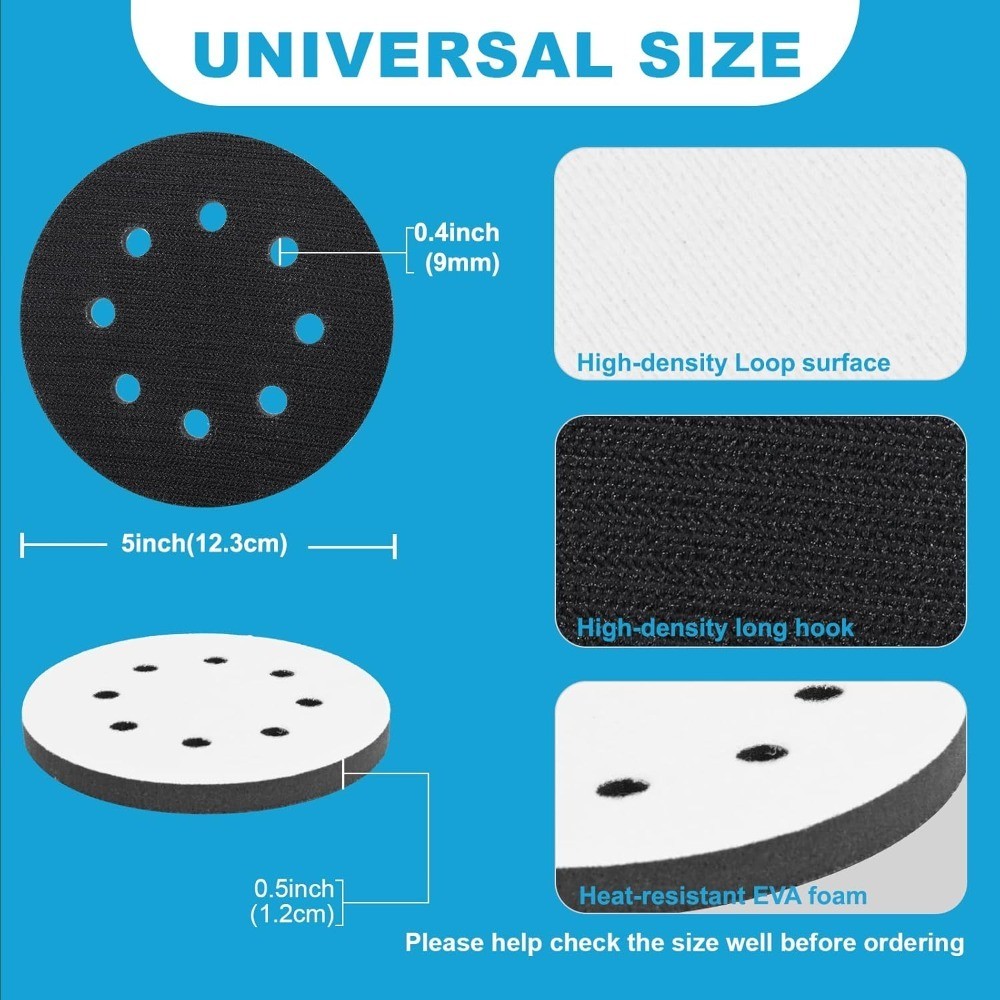 Foam Interface Pads 5 Inch 8 Hole Hook and Loop Soft Density Sponge Cushion