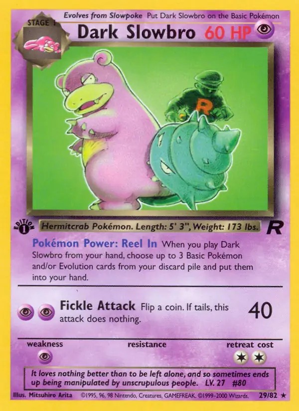 Dark Slowbro - 29/82 - Pokemon Team Rocket 1st Edition Rare Card WOTC NM
