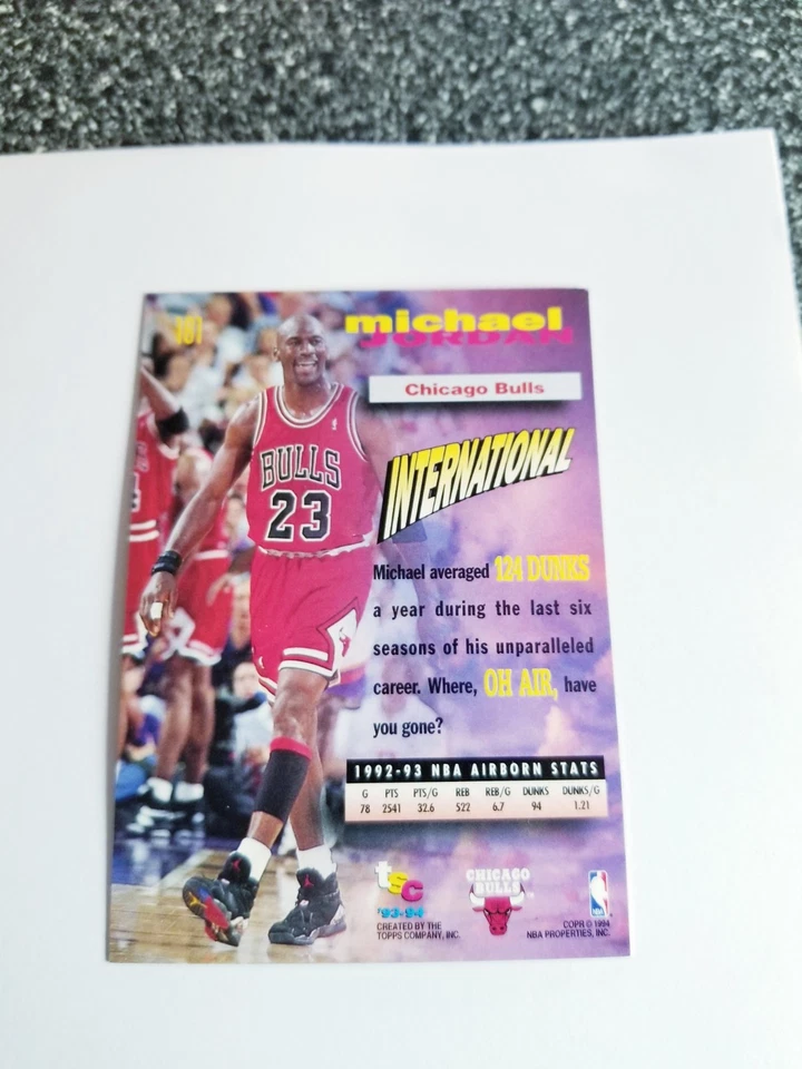 MICHAEL JORDAN 1993-94 TOPPS STADIUM CLUB FREQUENT FLYERS INSERT #187 BULLS  - Image 2 of 4