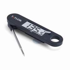 Taylor 1476 Folding Digital Meat Thermometer Thermocouple Black Plastic/SS