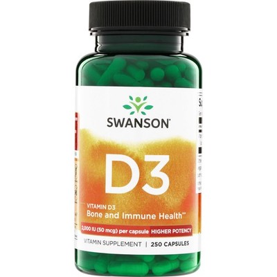 Swanson Vitamin D3 - Higher Potency 2,000 Iu 250 Capsules