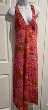 VTG Beautiful Vanity Fair Pink Floral Nylon Long Nightgown Size 32 XS