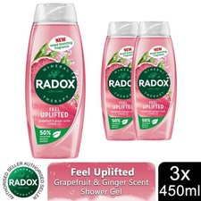3x Radox Shower Gel Feel Uplifted With Grapefruit & Ginger Scent - 450 ml 6.66 per litre