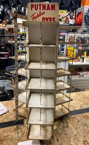 Vtg Advertising Putnam Dyes General Store Countertop Display Tin Sign Antique!