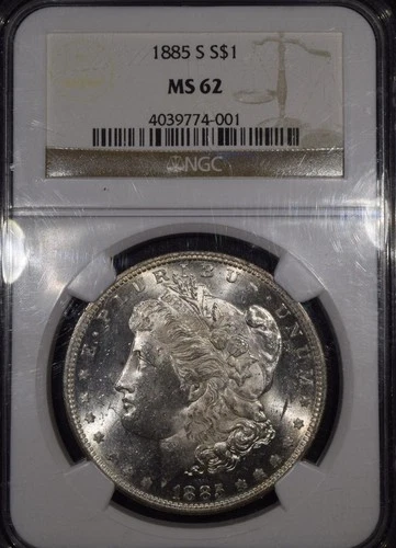 1885-S Morgan Silver Dollar "NGC MS62"
