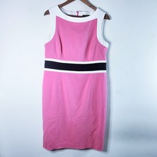 Nine West Womens Pink Black Colorblock Midi Career Sleeveless Dress Size 12