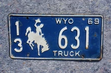 1969 Wyoming Cowboy Truck License Plate