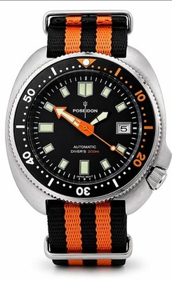 Poseidon Automatik Turtle Black Taucheruhr NH35 (SEIKO TMI) Werk 200m