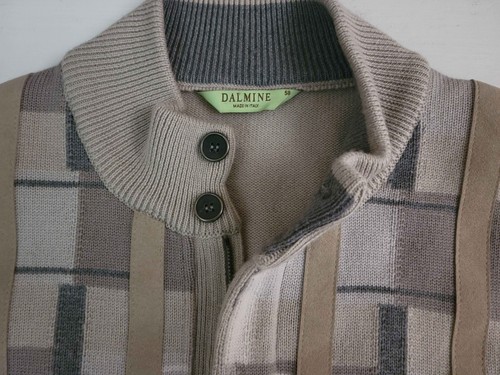 Dalmine Made in Italy Merino Wool Suede Plaid Sweater Made In Italy US 48 EU 58 - Picture 4 of 5
