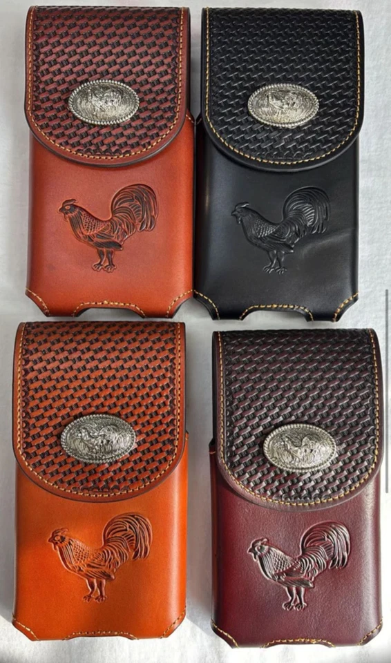 7" ROOSTER WESTERN LEATHER POUCH BELT LOOP HOLSTER PHONE CASE UNIVERSAL #EH13088 - Image 2 of 4