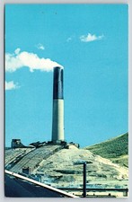 Anaconda Montana~State Park~Big Smelter Smokestack~Masonry~Mining~1950s Postcard