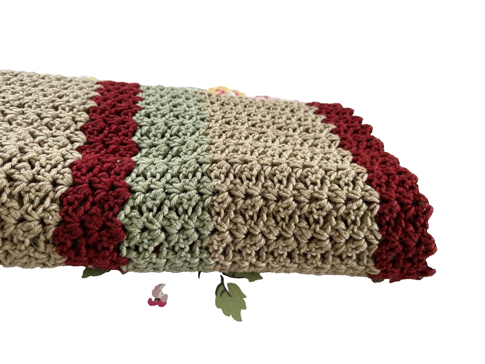 VTG Afghan Crochet  Stripe 48"x54" Blanket Handmade Throw Bed Couch Quilt - Image 3 of 4