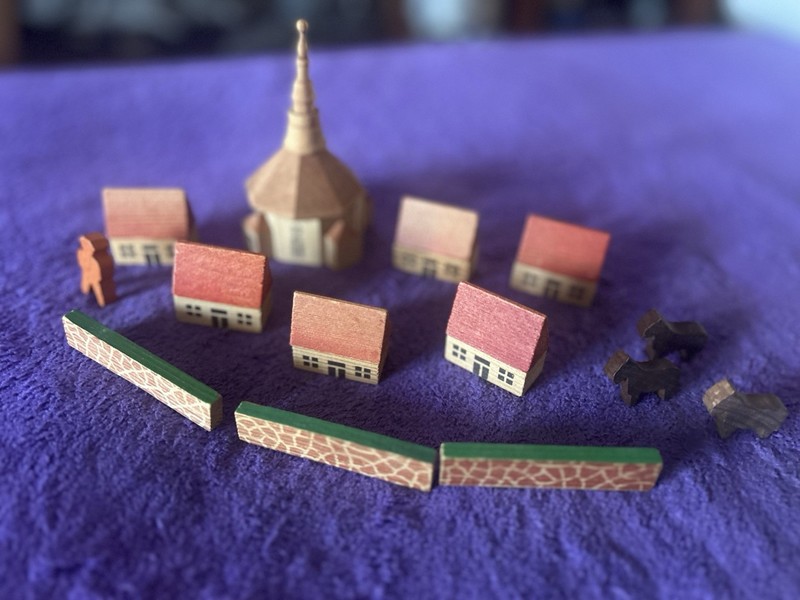 Vintage Wooden Toy Village Made in Germany 1970s
