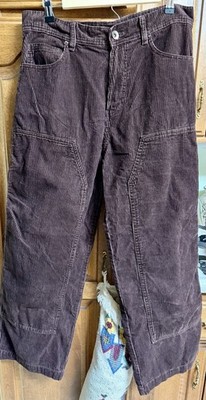 No Boundaries Corduroy Carpenter Pants Double Knee Baggy Brown 