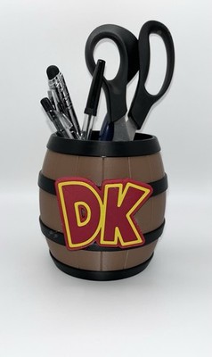 Donkey Kong Inspired Barrel Pen Holder   DK Desk Organizer   3D Printed