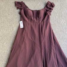 AZAZIE Dress Womens 18 Red Sangria Flutter Sleeve Scoop Neck Maxi Formal