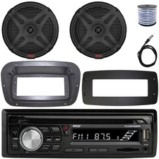 Pyle Single-DIN Marine CD Radio W/Kit  Adapter Plate, 2x 6.5" 600W Max Speakers