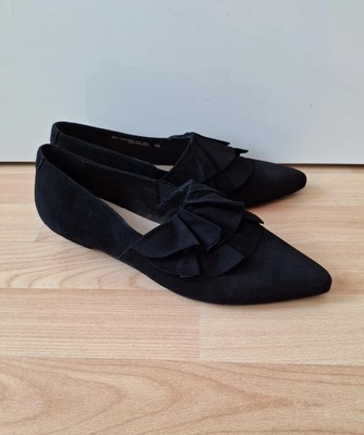 Marc O'Polo Ballerinas Slipper Mokassins Schuhe Gr. 38,5 UK 5,5 Leder Schwarz 