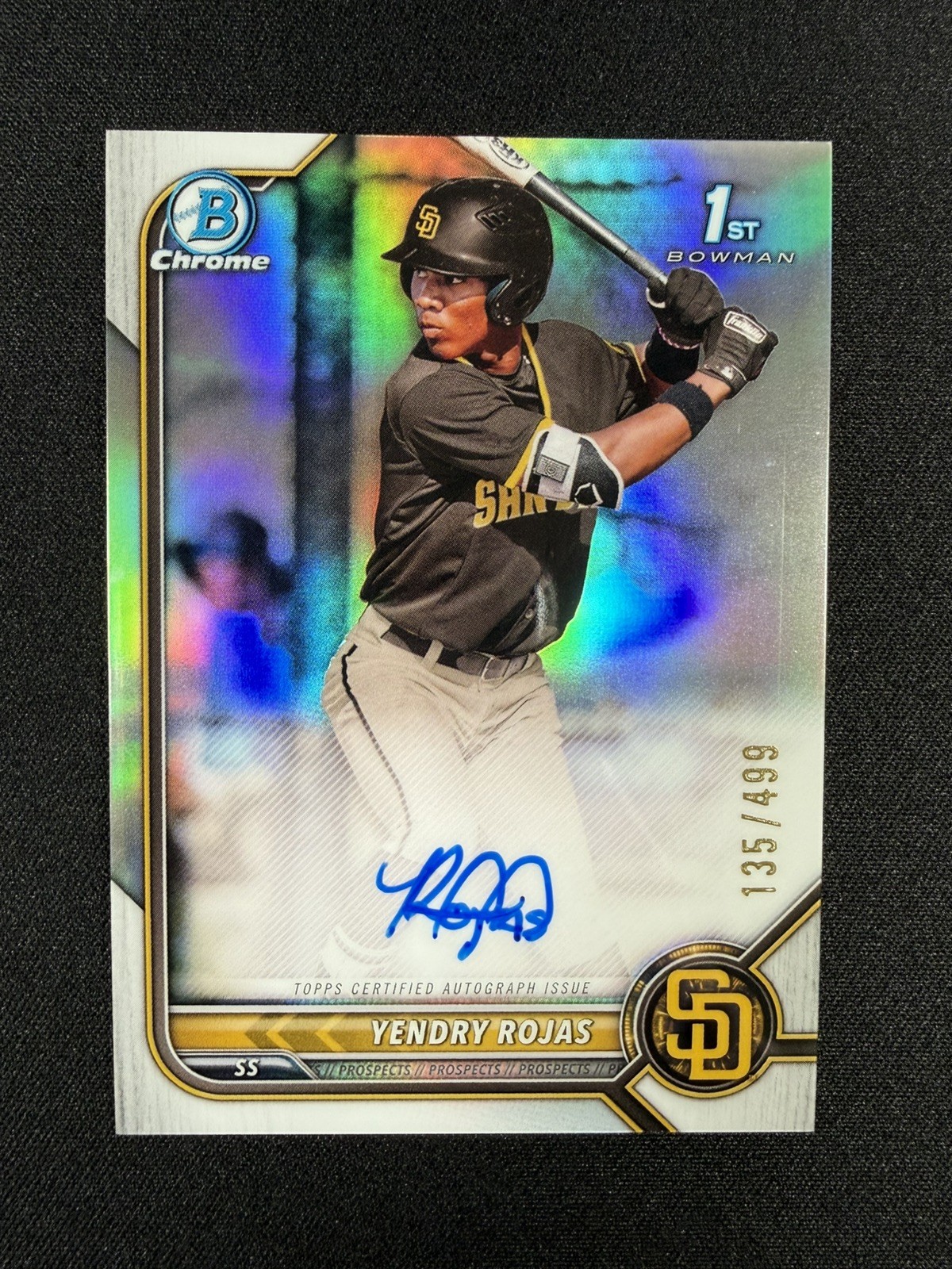 2022 BOWMAN CHROME 1ST AUTOGRAPH REFRACTOR AUTO YENDRY ROJAS /499 Q0736