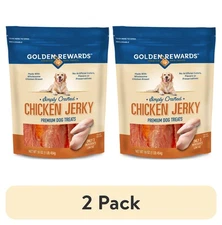 (2 pack) Golden Rewards Chicken Flavor Premium Dry Jerky Treats for All Dogs