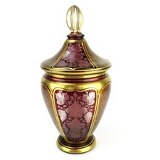 Wundersch&ouml;ne alte Glas Deckeldose / Bonboniere / Deckelvase B&ouml;hmen Art Deco?