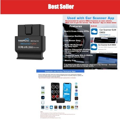 Veepeak OBDCheck BLE+ Bluetooth OBD-2 Diagnoseadapter iOS Android