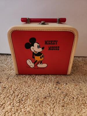 Older Mickey Mouse Vinyl Case W/Handle & Latch!
